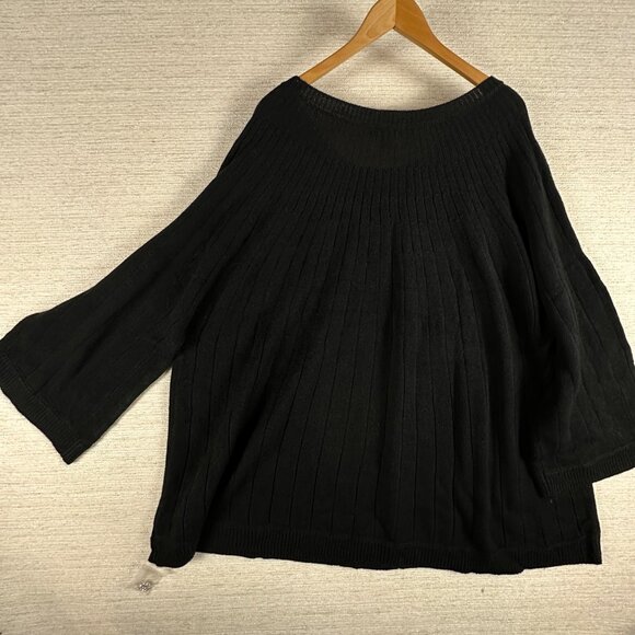 Soft Focus Womens 4X Black Knit Ribbed 3/4 sleeve Sweater Feminine Romantic Soft - Picture 6 of 12